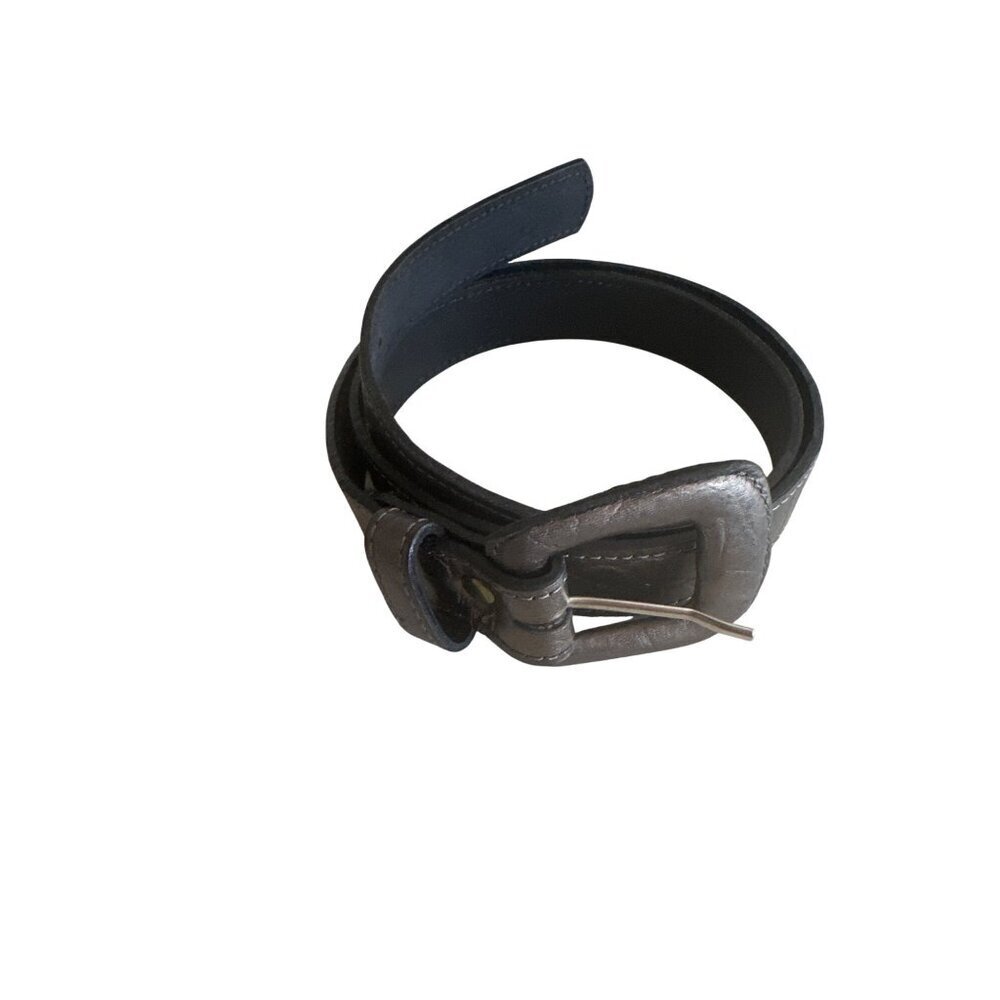 Vintage‎ Pierre Sain Details Metallic Leather Belt Gunmetal Tone M
